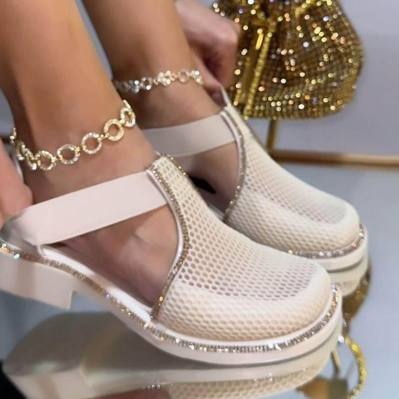 Shiny Breathable Mesh Hollow Sandals