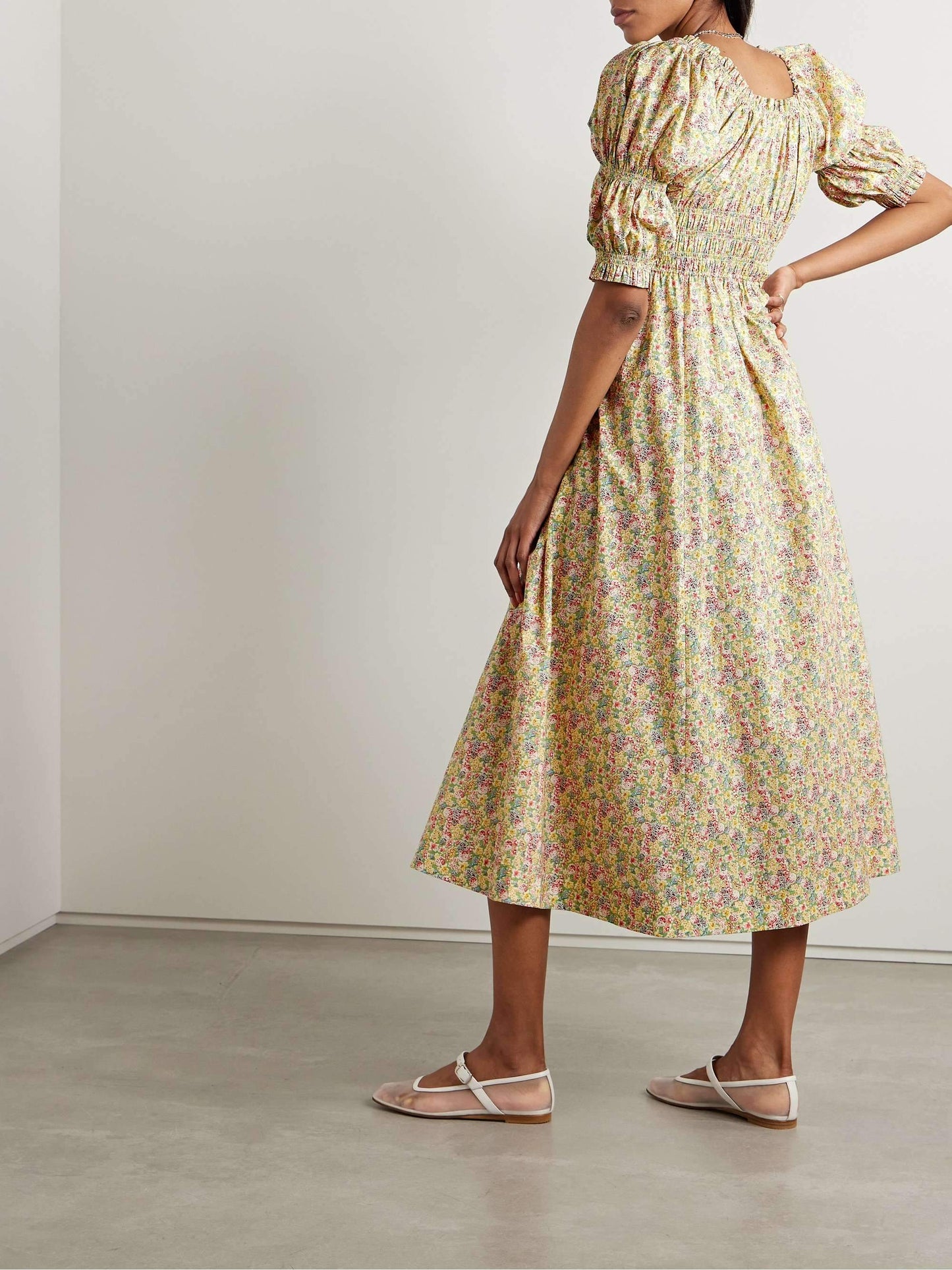 Floral-print Cotton-voile Midi Dress