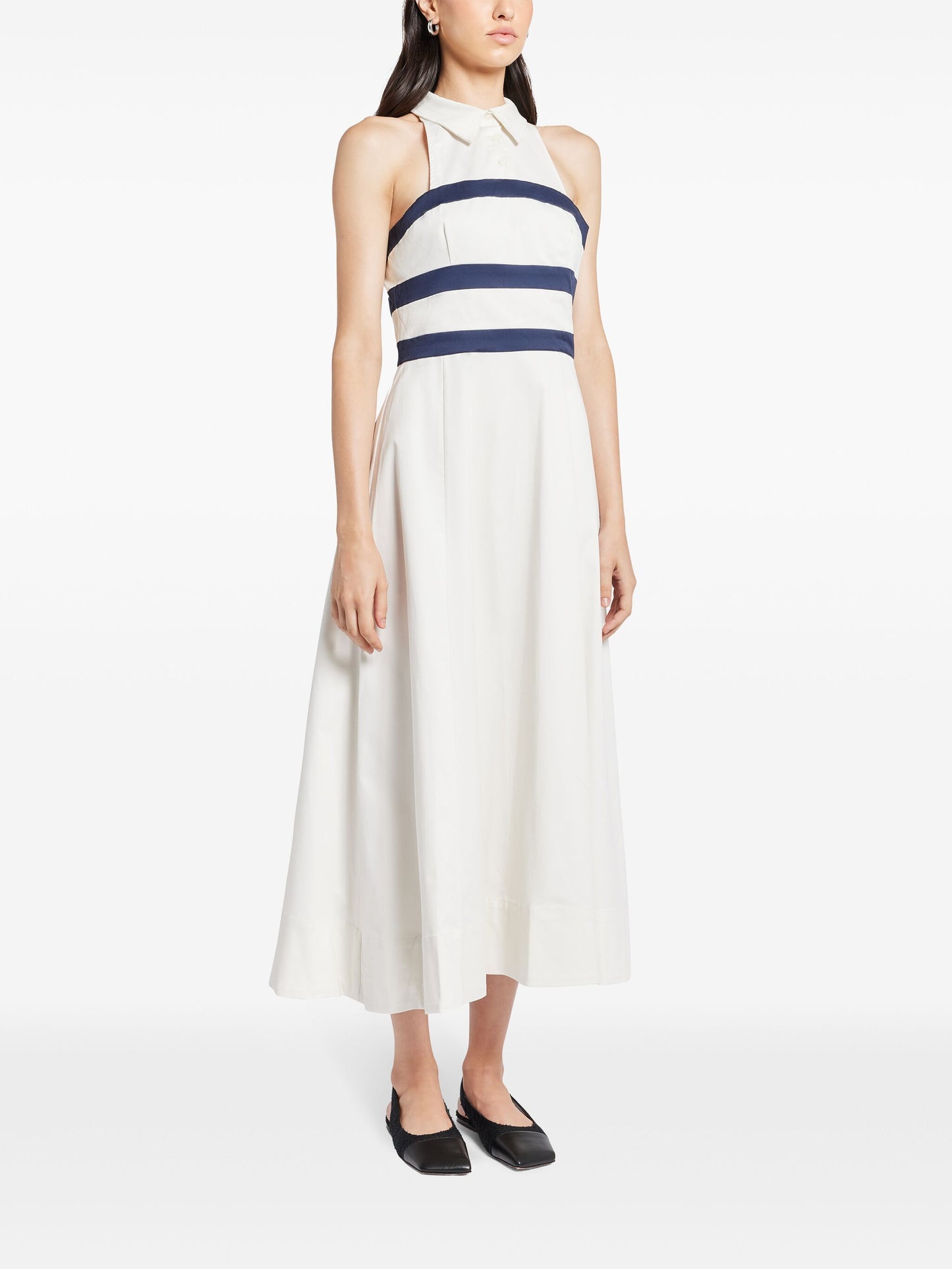 Horizontal Stripe Print Midi Dress