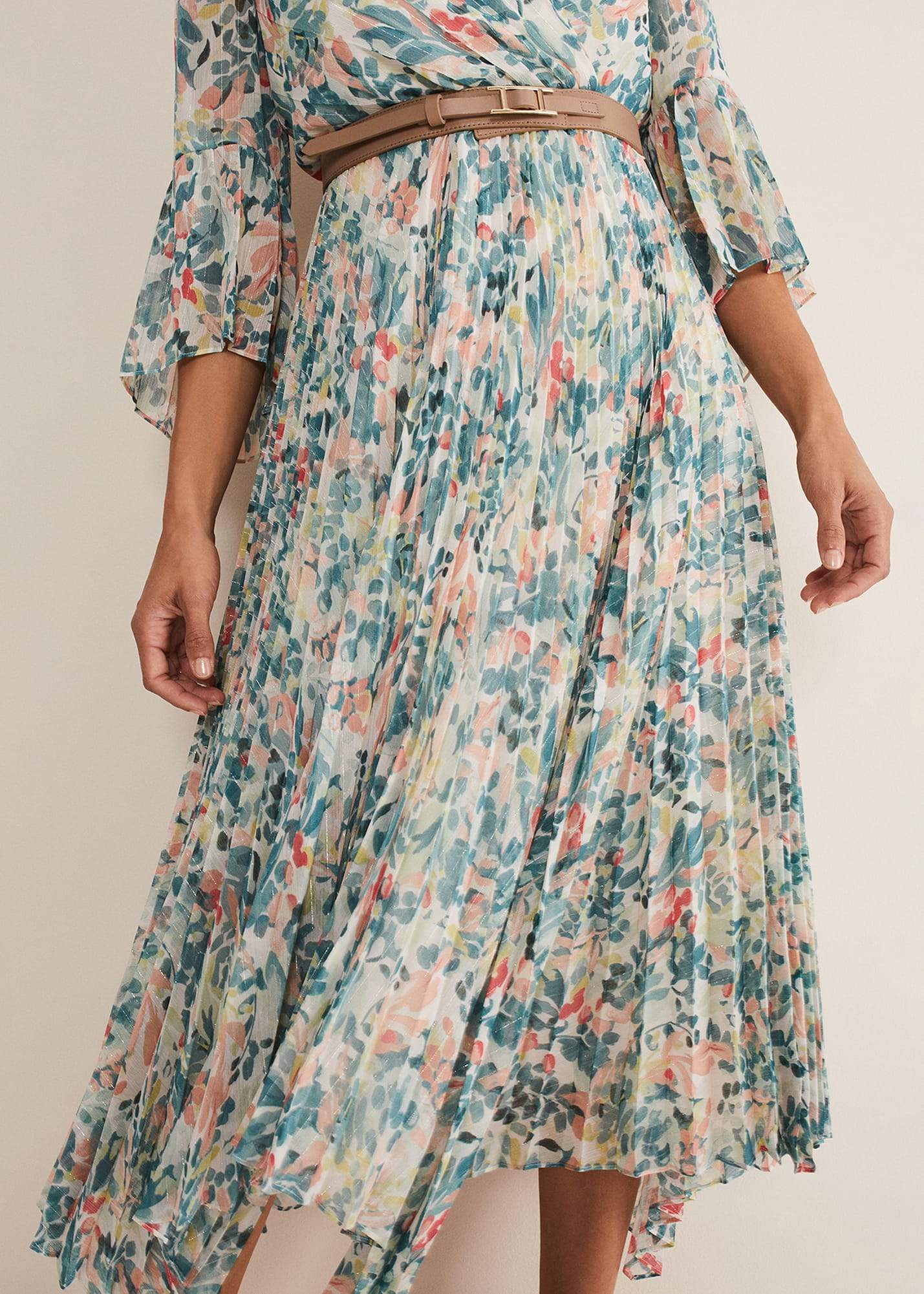 Floral Pleated Midi Dress