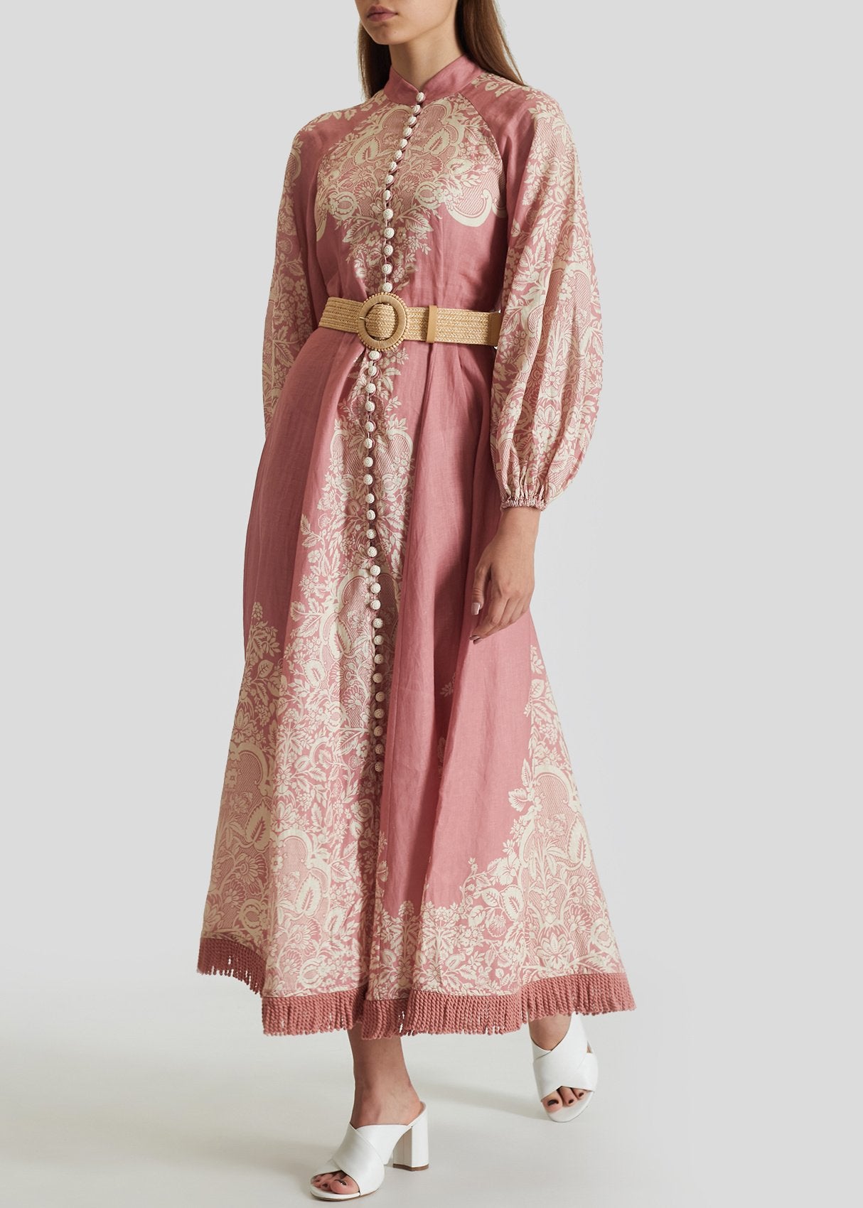 Women's Pink Pattie Floral Linen Maxi Dress