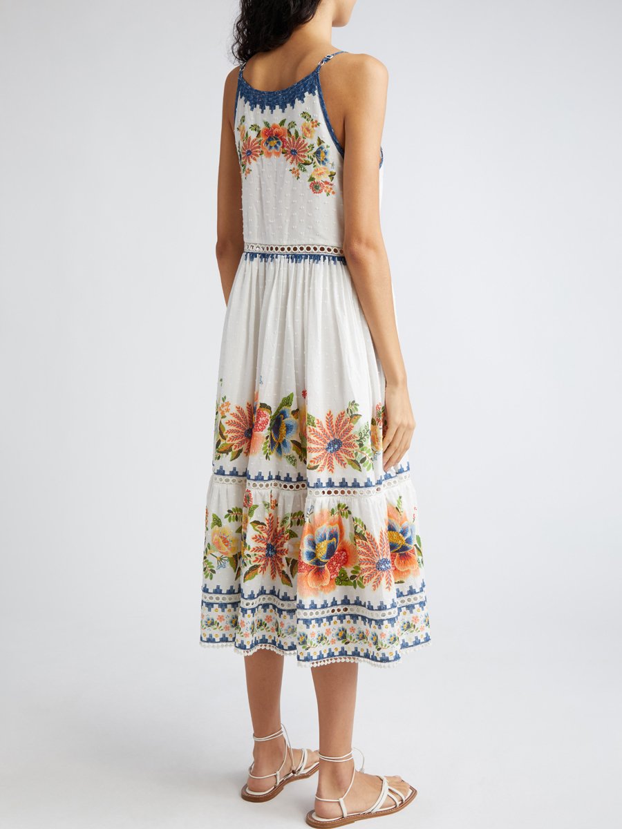 Colorful Floral Pattern Midi Dress