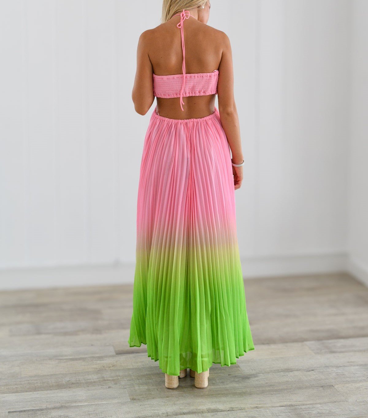 Ombre Color Sleeveless Maxi Dress