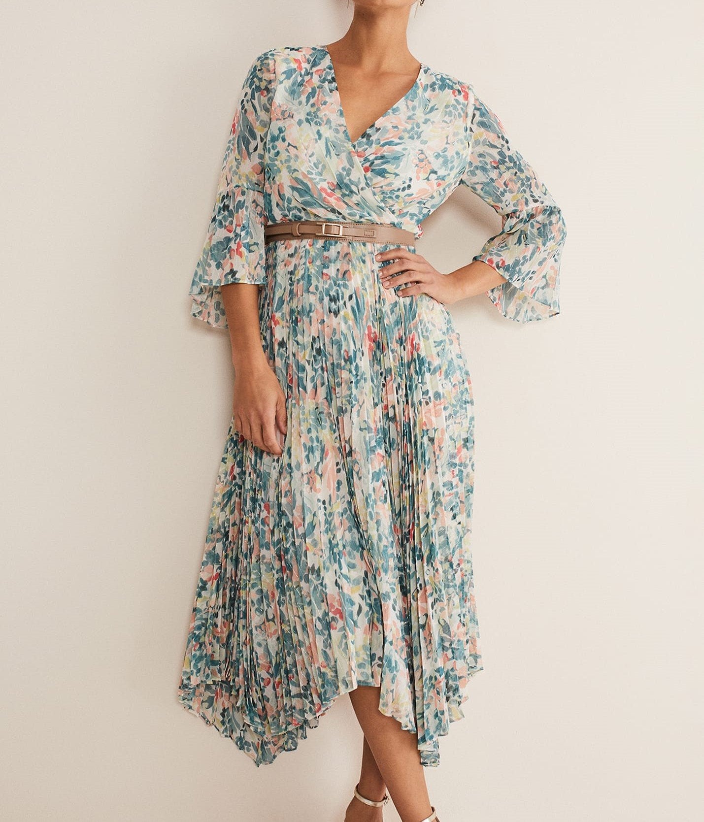 Floral Pleated Midi Dress