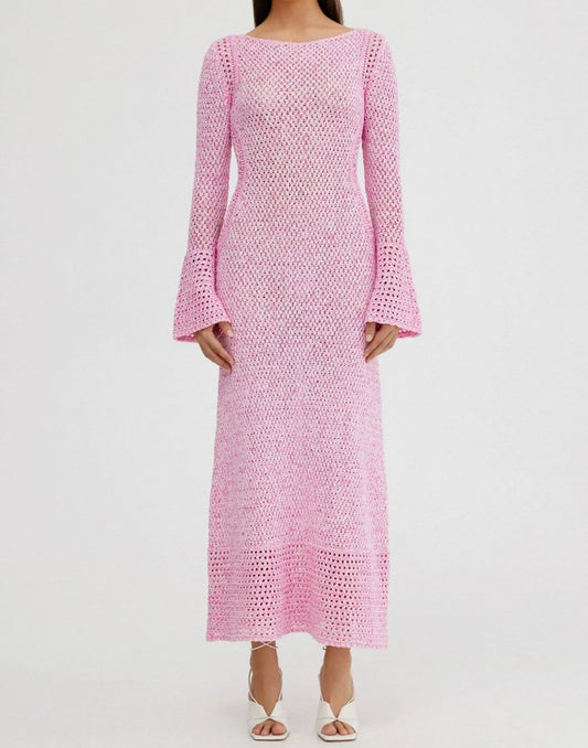 Pink Knitted Bell Sleeve Dress