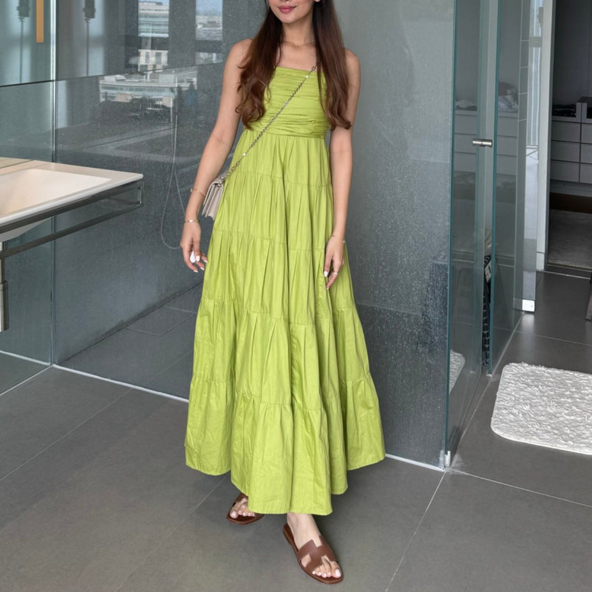 Slime Green Backless Dress