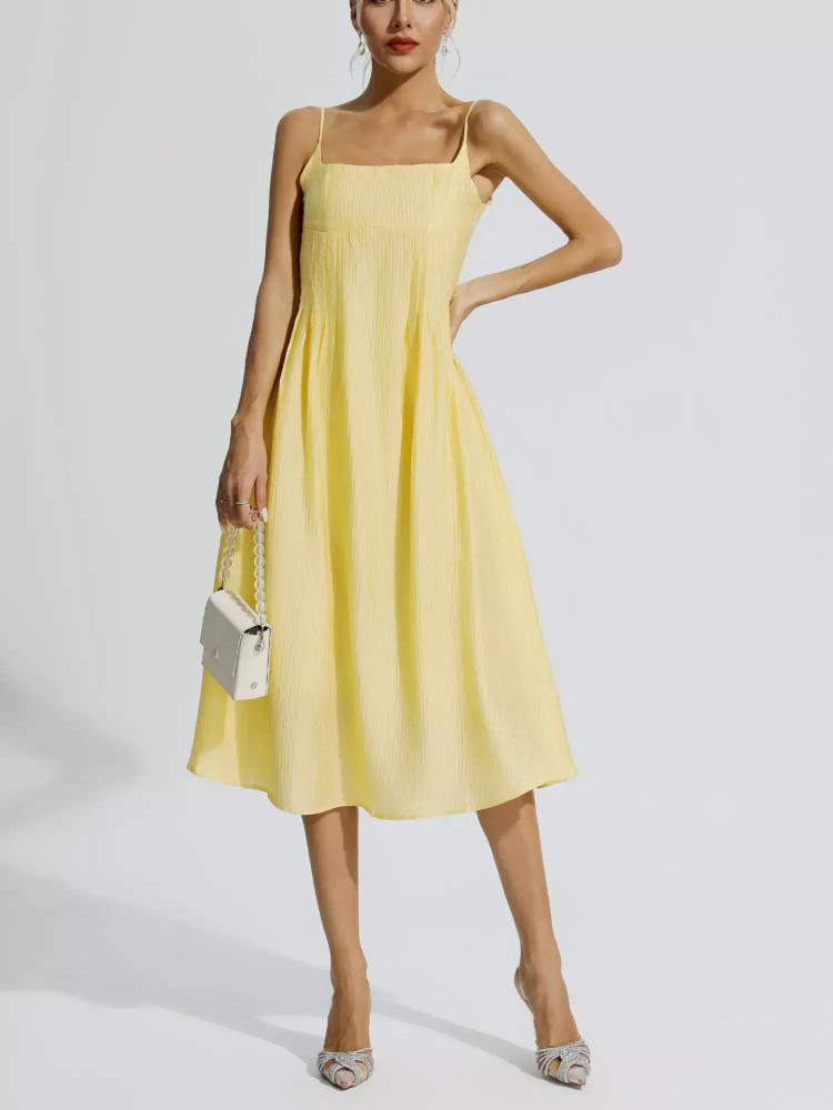 Yellow Vacation Slip Maxi Dress