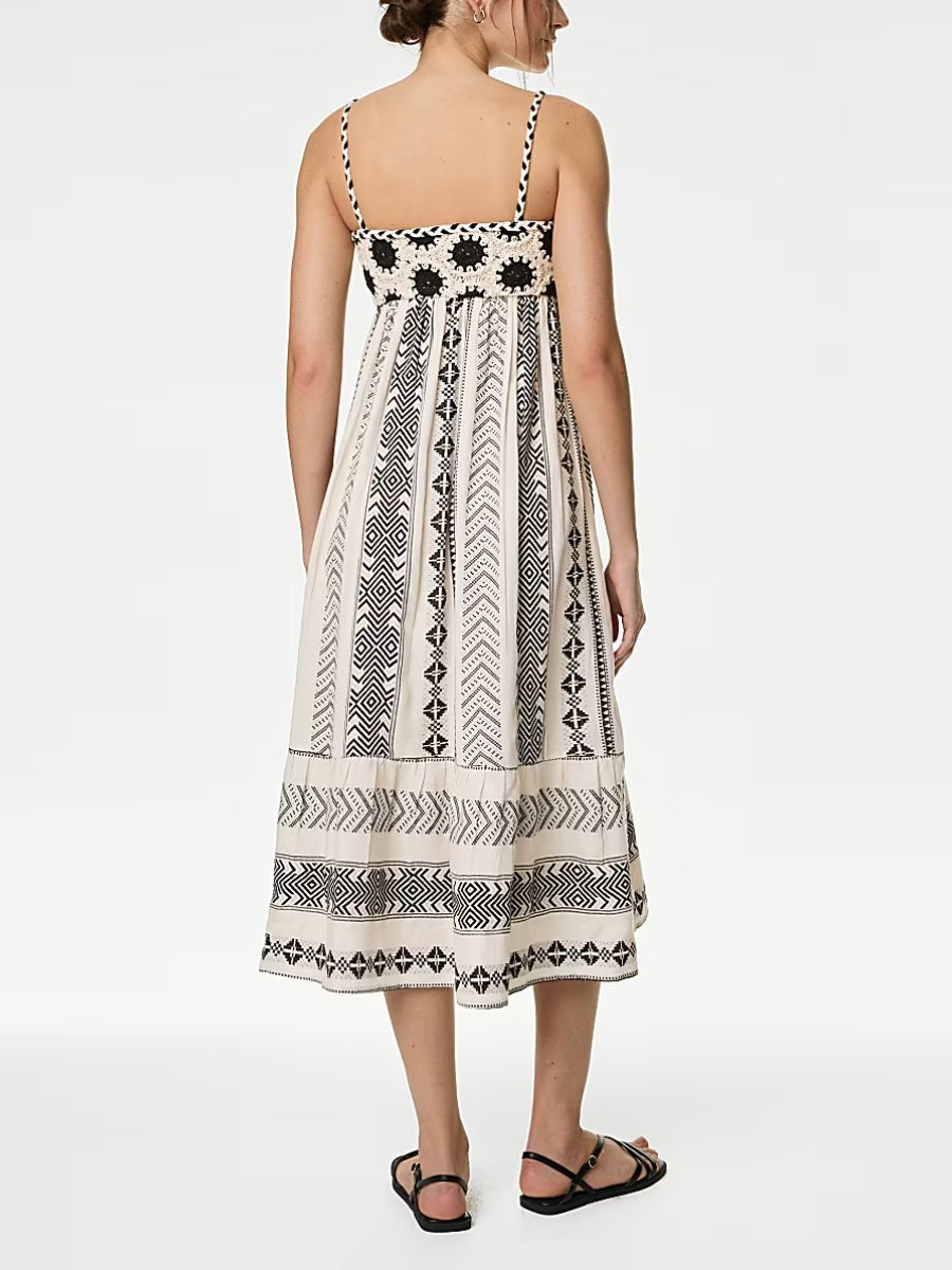 Pure Cotton Printed Textured Midaxi Beach Dress