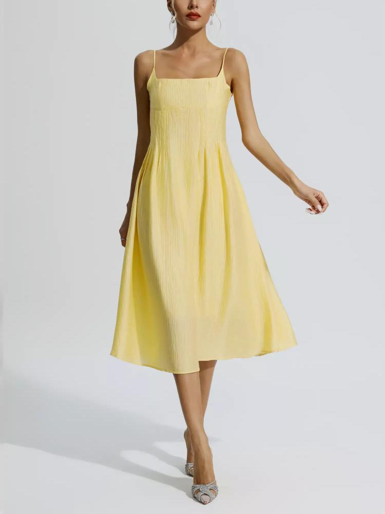 Yellow Vacation Slip Maxi Dress