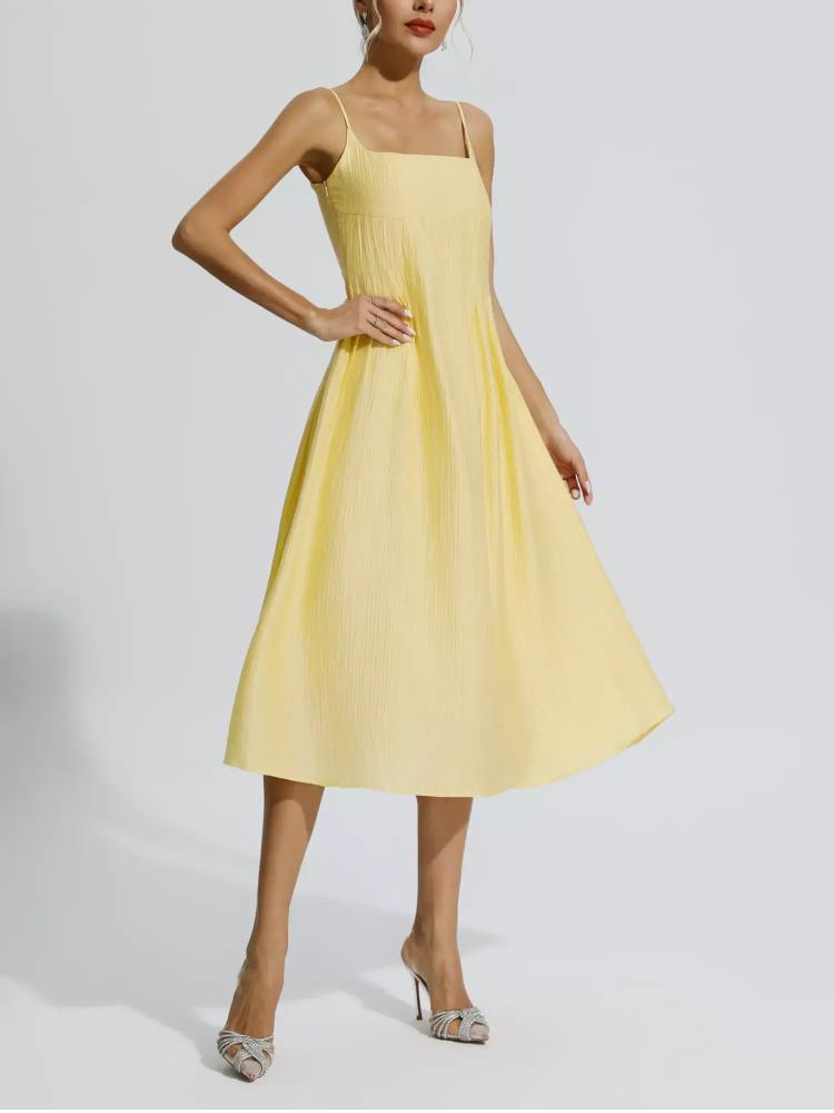 Yellow Vacation Slip Maxi Dress