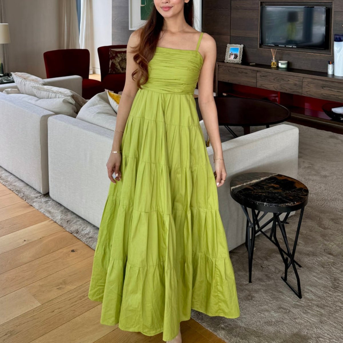 Slime Green Backless Dress