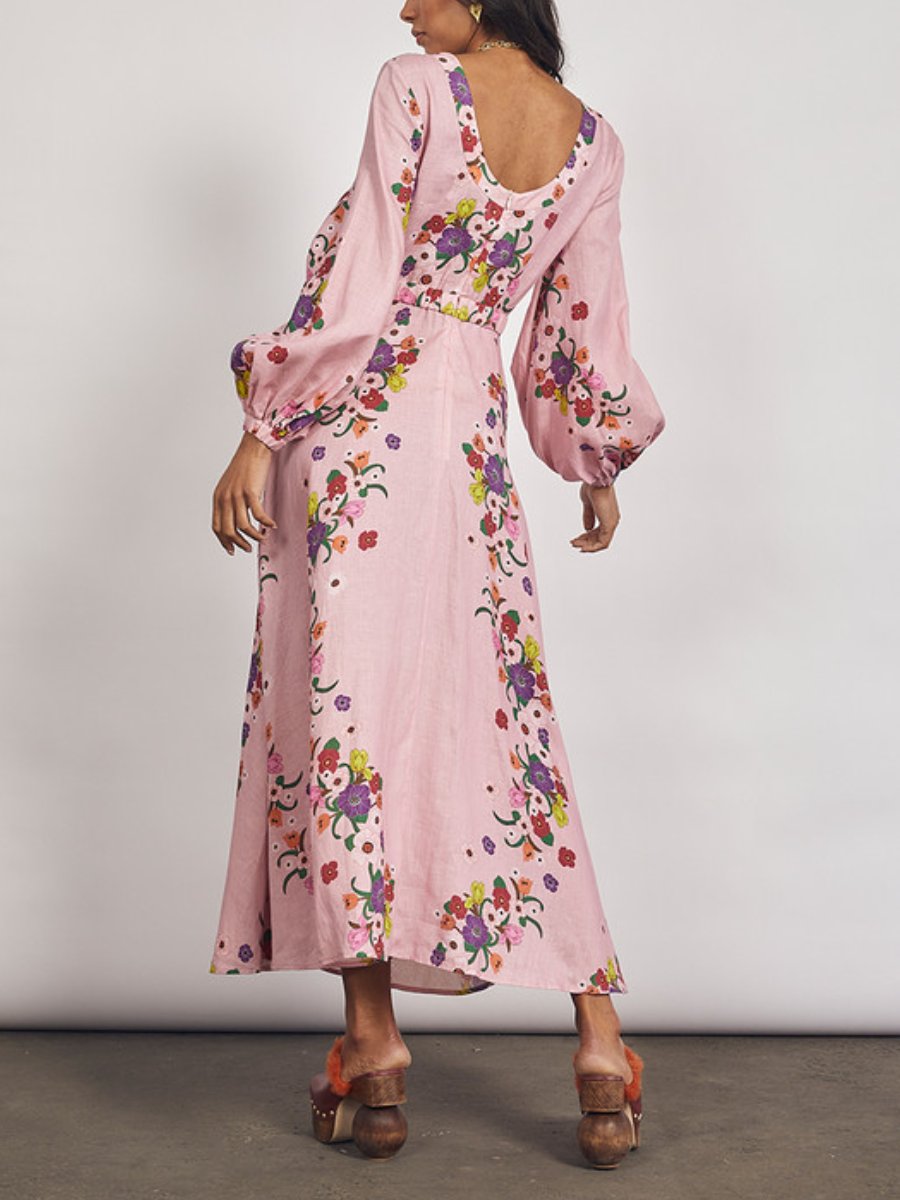 FLORAL MIDI DRESS IN ROSE