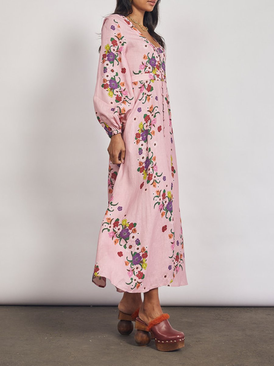 FLORAL MIDI DRESS IN ROSE