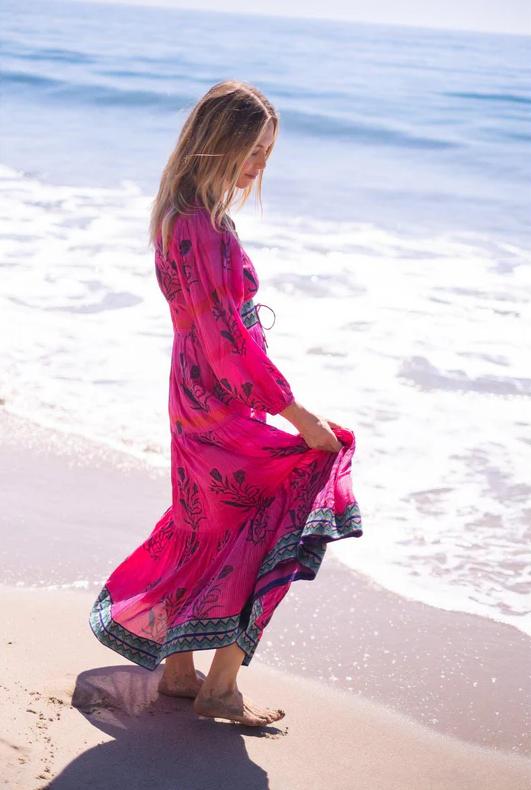 Magenta Clover Maxi Dress