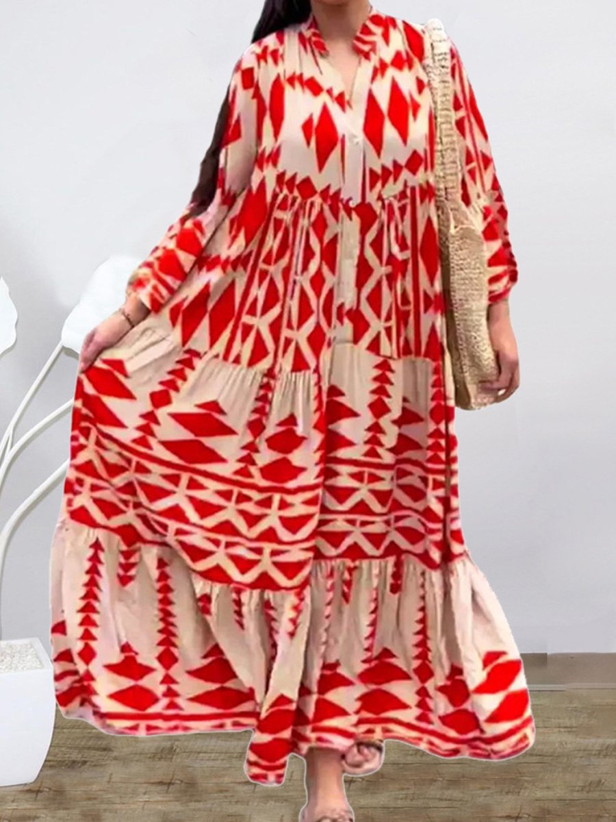 Plus Size Printed Bohemian Dress