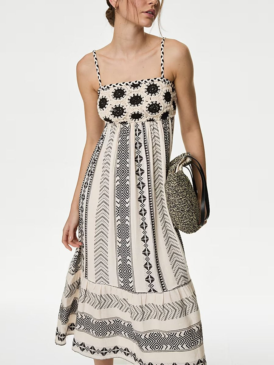 Pure Cotton Printed Textured Midaxi Beach Dress