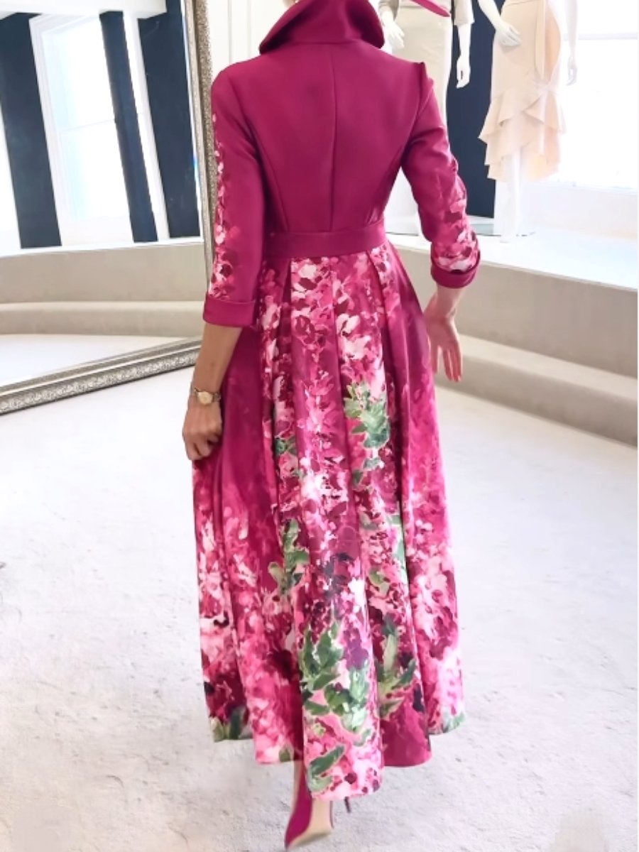 The Elegant Pink Floral Midi Dress