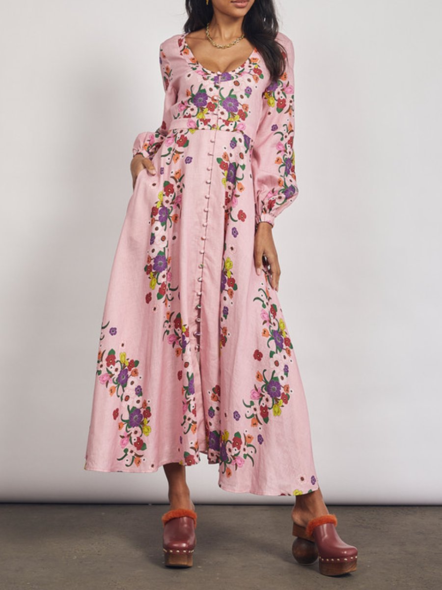 FLORAL MIDI DRESS IN ROSE