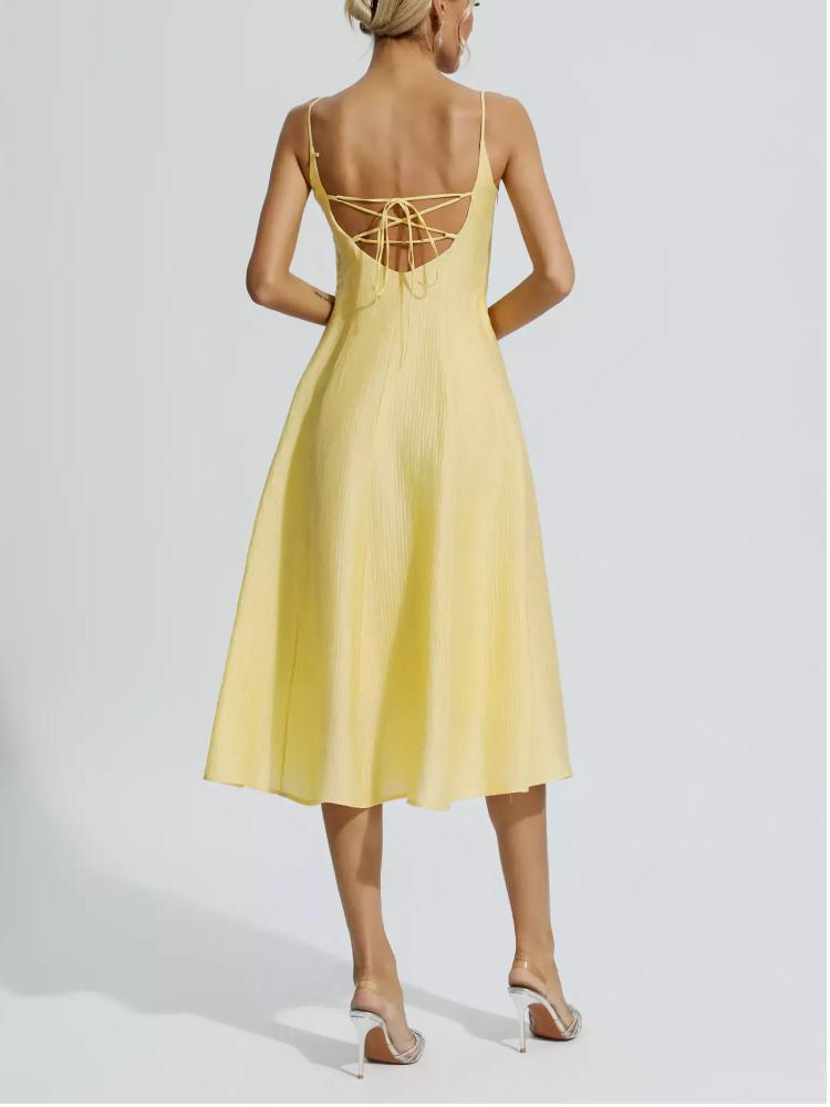 Yellow Vacation Slip Maxi Dress