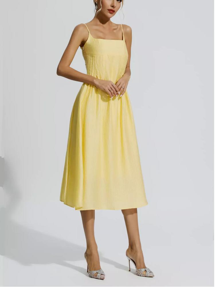 Yellow Vacation Slip Maxi Dress