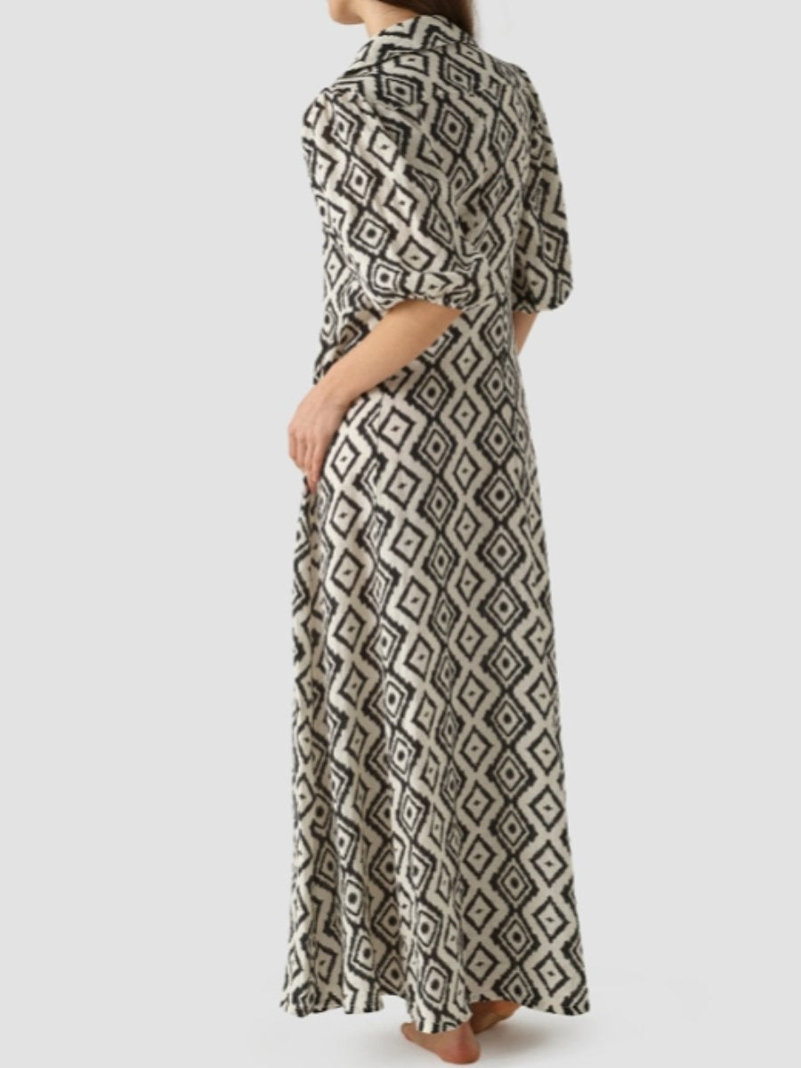 The Printed Elastic Sleeve Maxi Dress For Events