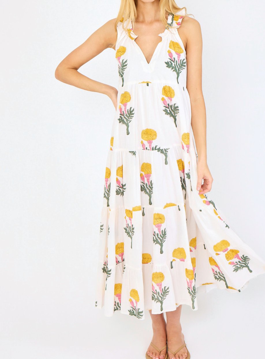 Floral Pleated Maxi Dress